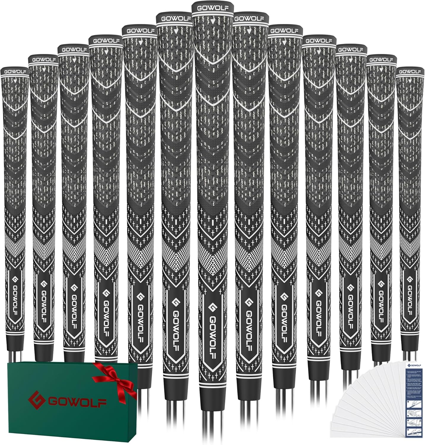 Gowolf Golf Grip Cord Rubber Multi-compound Golf Driver Irons Club Choose 13 Grips with 15pcs Tapes Or Full Kit choose one