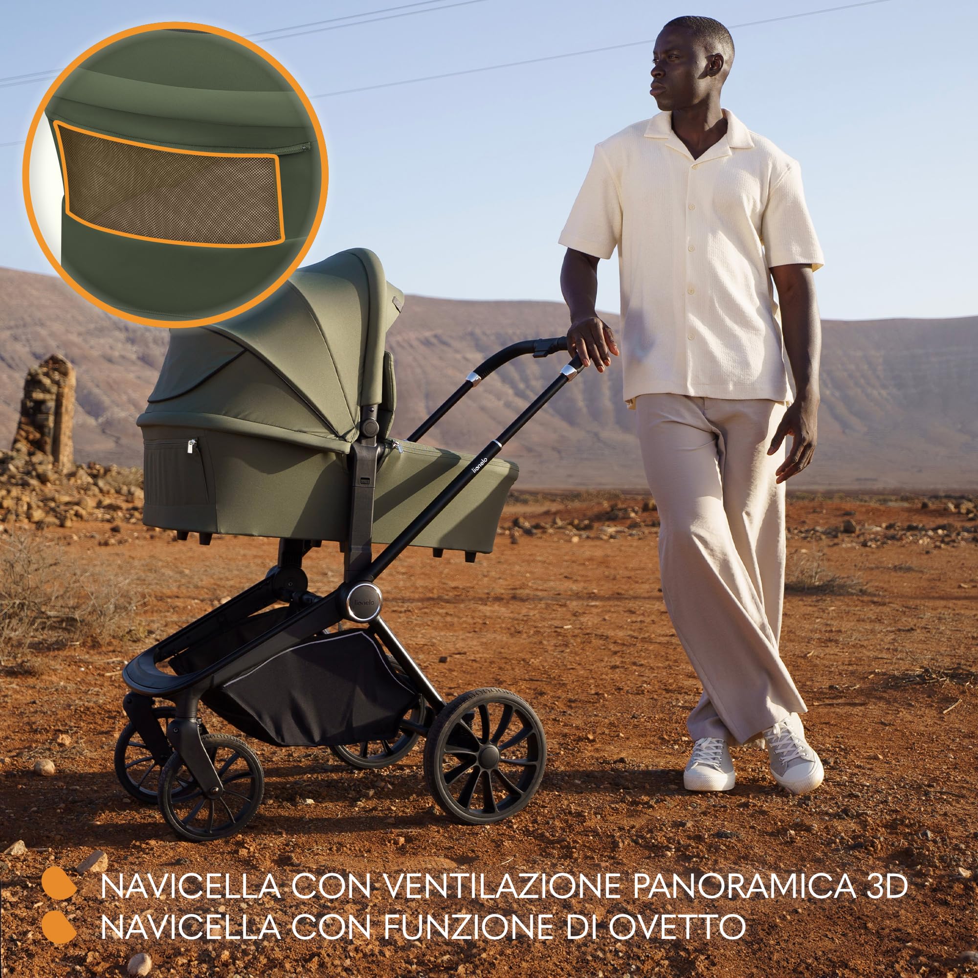 LIONELO MIKA PLUS 3in1 Passeggino Trio Neonati 0-48 Mesi 22kg Navicella 9kg Seggiolino Auto Ovetto 13kg