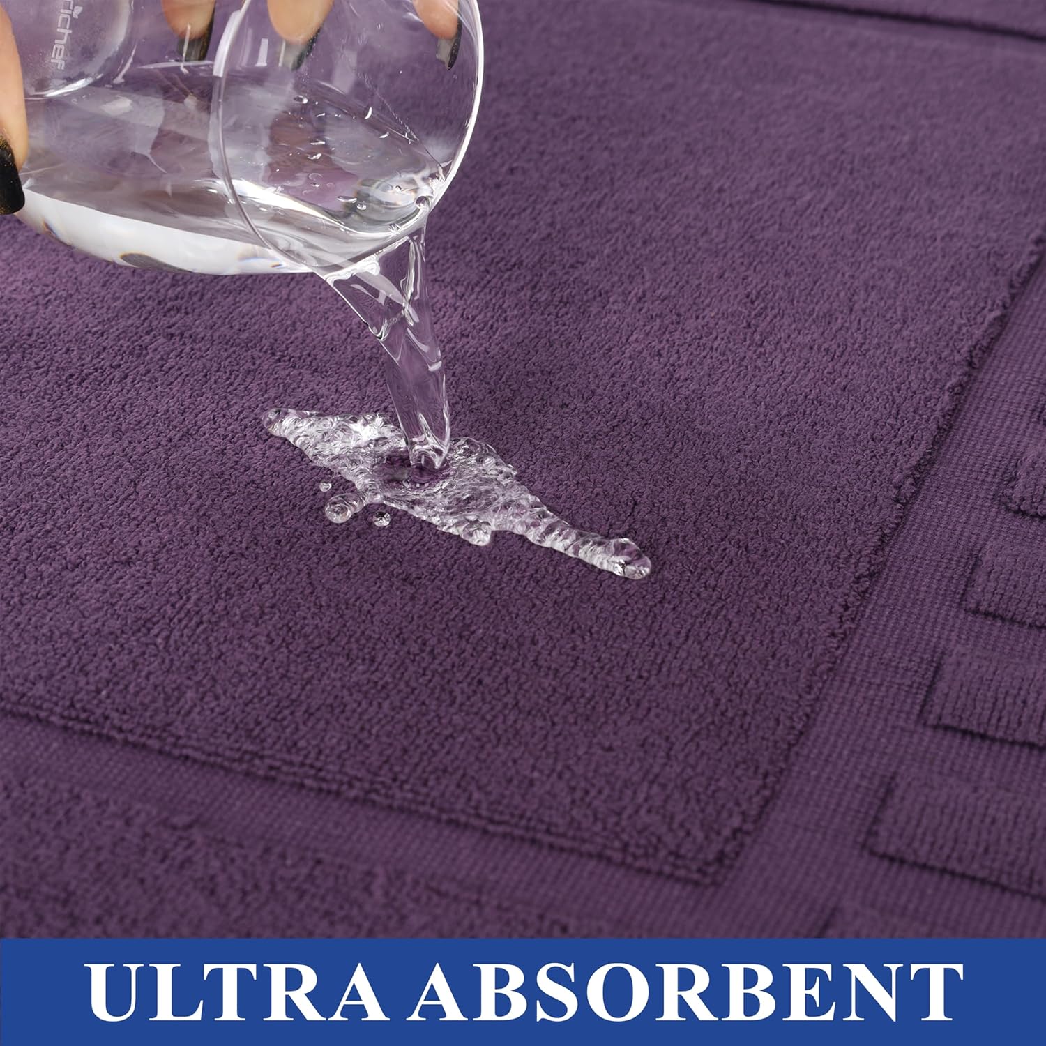 Superior 100% Cotton Bathmat Set, Bath Mat, Bathroom Decor, Shower, Bathtub Essentials, Home Accessories, Washable Rug, Absorbent, Quick Dry, Leo Collection, Set of 2, 22" x 35", Eggplant