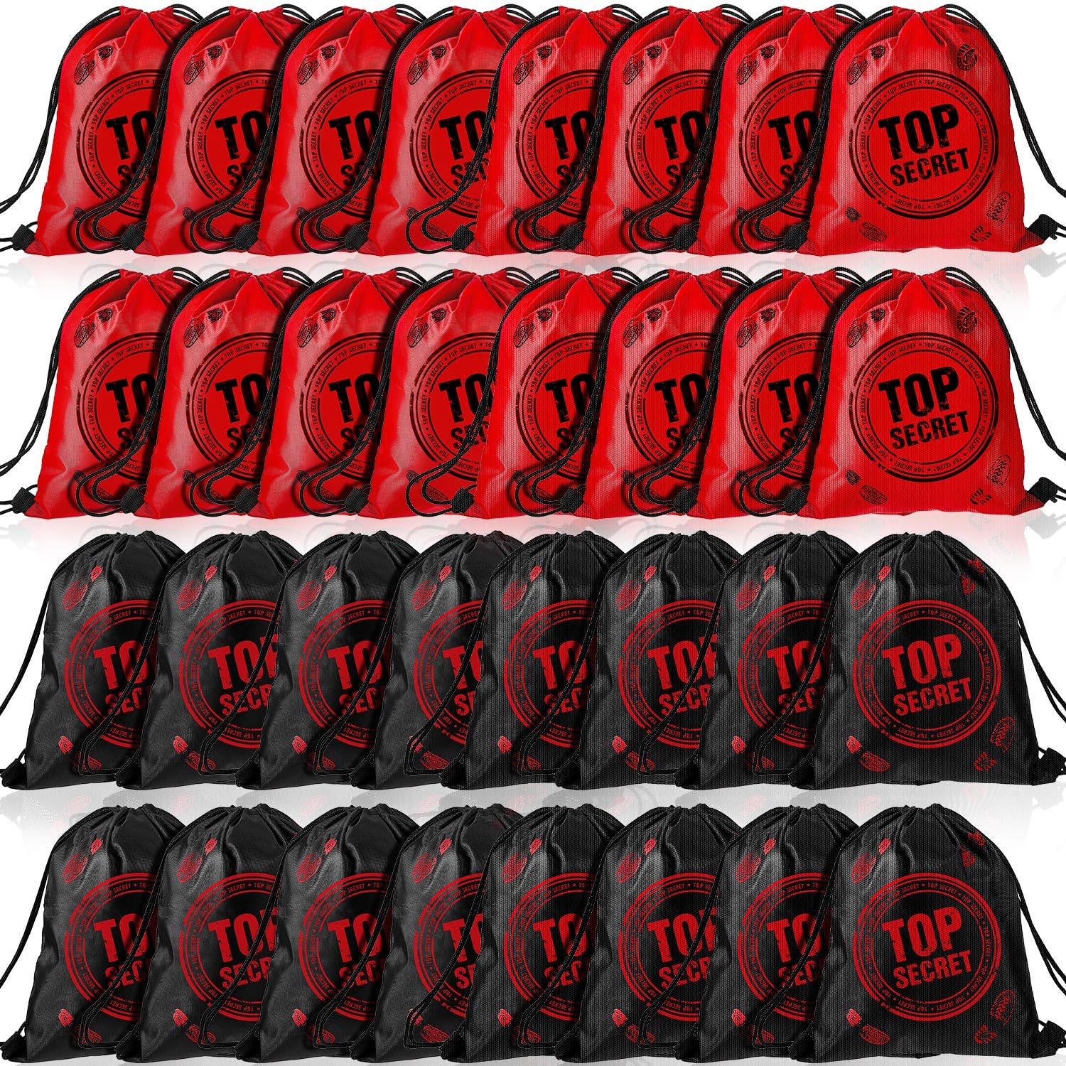 Amylove 32 Pcs Top Secret Theme Party Favor Room Drawstring Birthday Gift Bags Snack Candy Storage 9 x 12 Inches