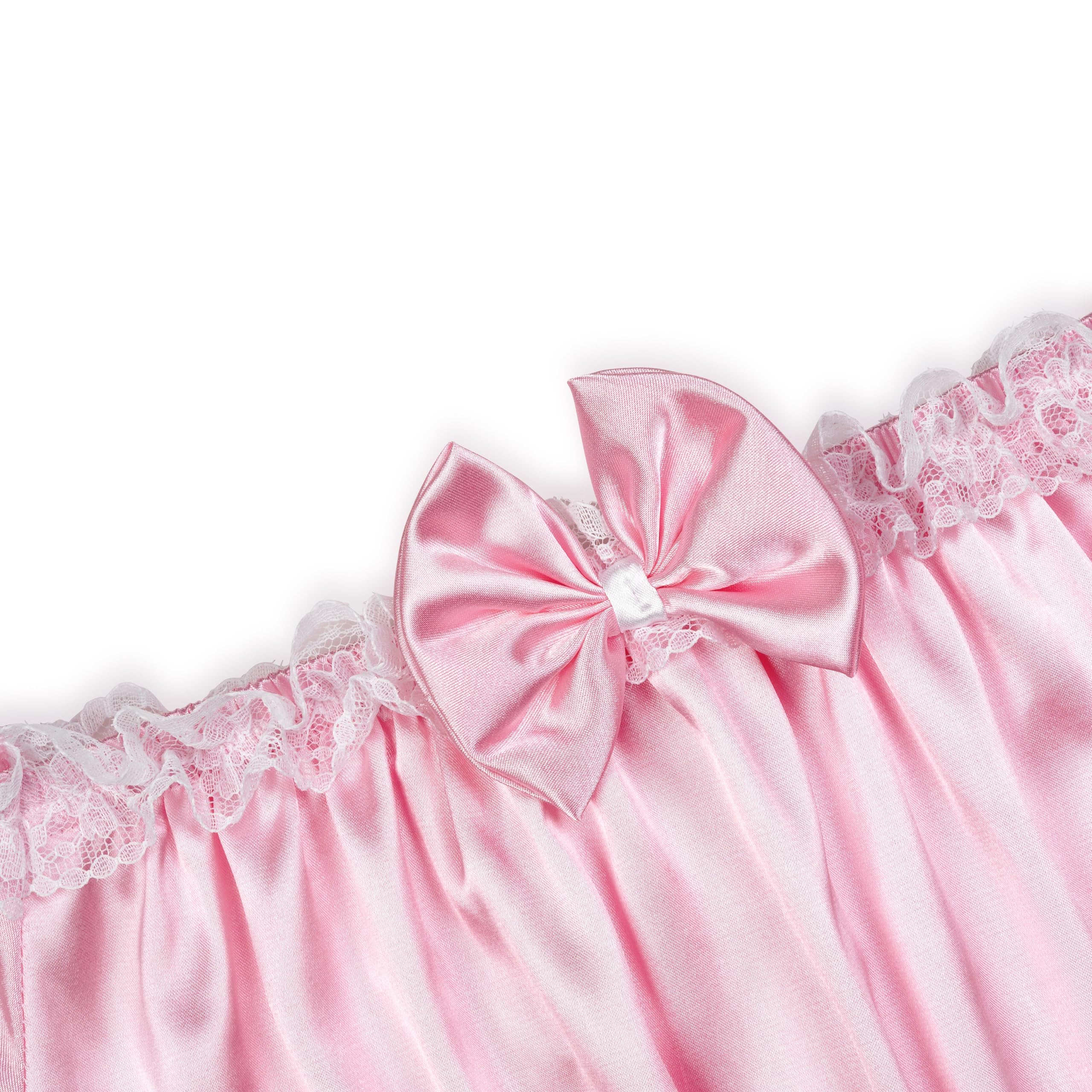 Satini Camisón Sissy Raso Encaje Estilo Doncella | Falda de Vuelo, Lazo a Juego, Cintura Elástica, Puños Fruncidos, Sin Cremallera, Cosplay y Crossdressing, Tallas S-XXL