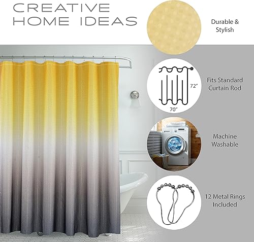 Miniatura 5 de Creative Home Ideas Set de cortina de ducha Ombre, 70 "x72", amarillo  gris