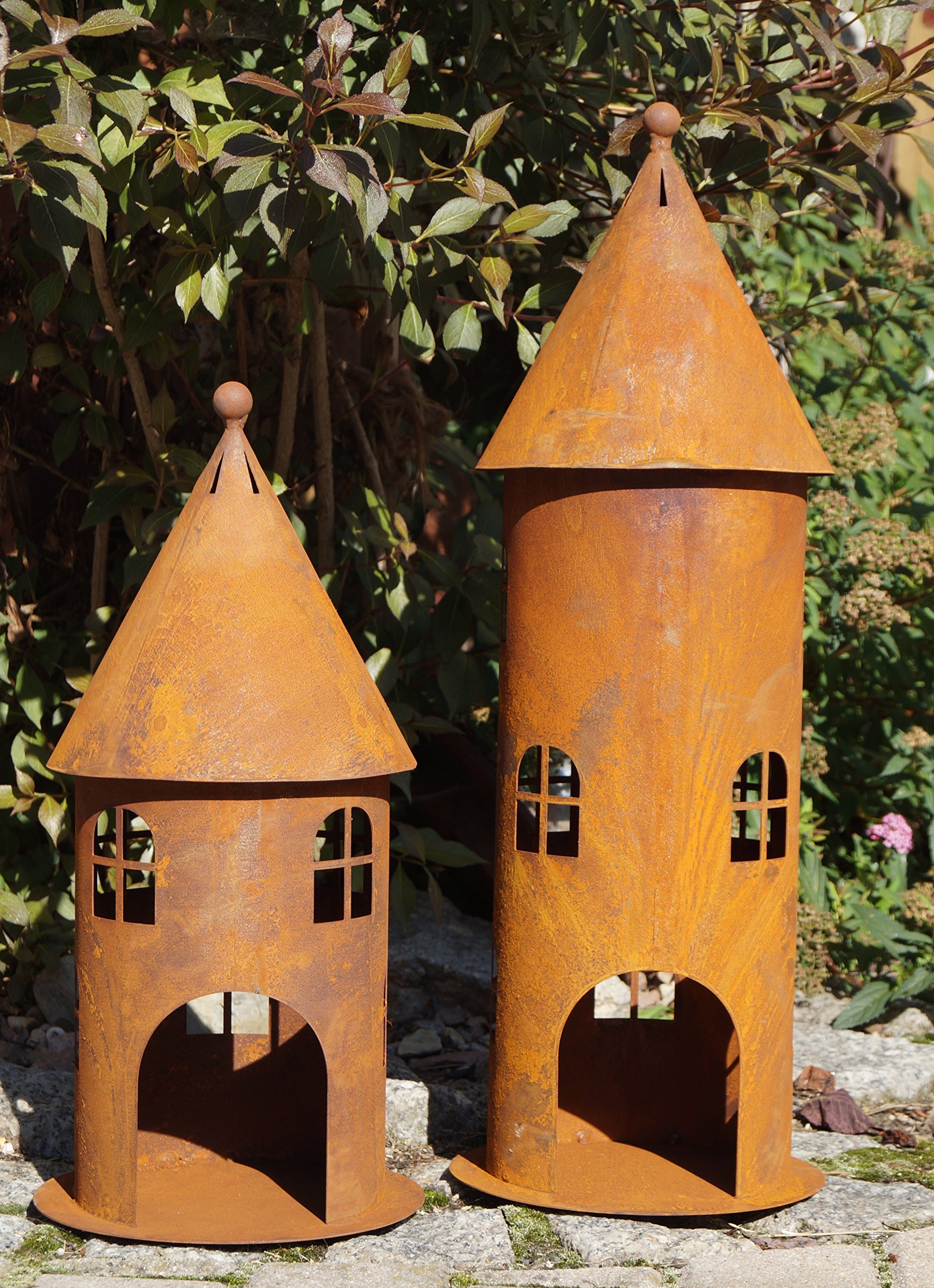 Edelrost Turm klein Höhe 42 cm Gartendekoration Leuchtturm Fenster - 1 Stück Turm klein