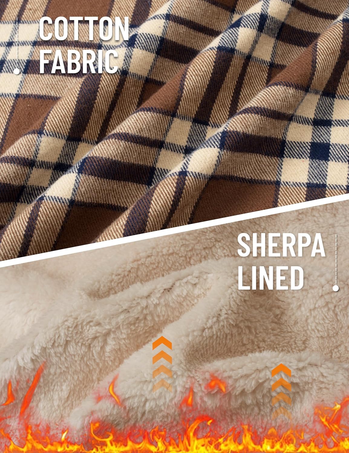 MAGCOMSEN Men's Flannel Shirt Fleece Lined Heavyweight Flannel Jacket Cotton Button Up Plaid Shirt Warm Winter Coat - Image 5