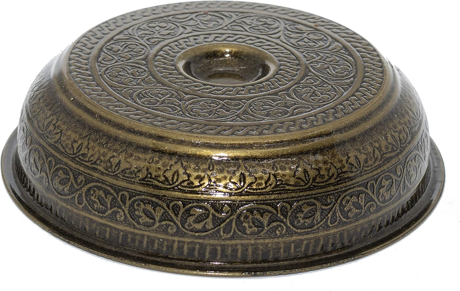 Alisveristime Traditional Turkish Bath Hammam Bowl with Authentic Motifs (440gr (15.50 oz) Made of Zinc (7.87-Inch Diameter) (Antique Green) - Image 5