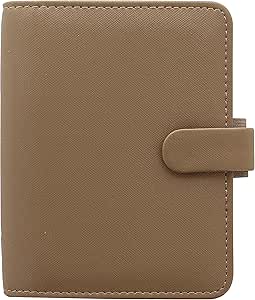Filofax Saffiano Organizer, Pocket Size, Fawn - Cross-Grain, Leather-Look, Six Rings, Week-to-View Calendar Diary, Multilingual, 2022 (C028760-22): Wall Calendars