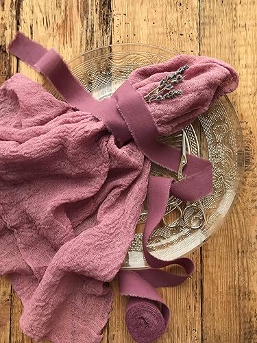 Miniatura 9 de Beige ribbon 12" 1" 2" 3 inch wide 5yd cotton Frayed edges hand dyed for Rustic wedding invitation ties favors gift wrapping Party decor bows