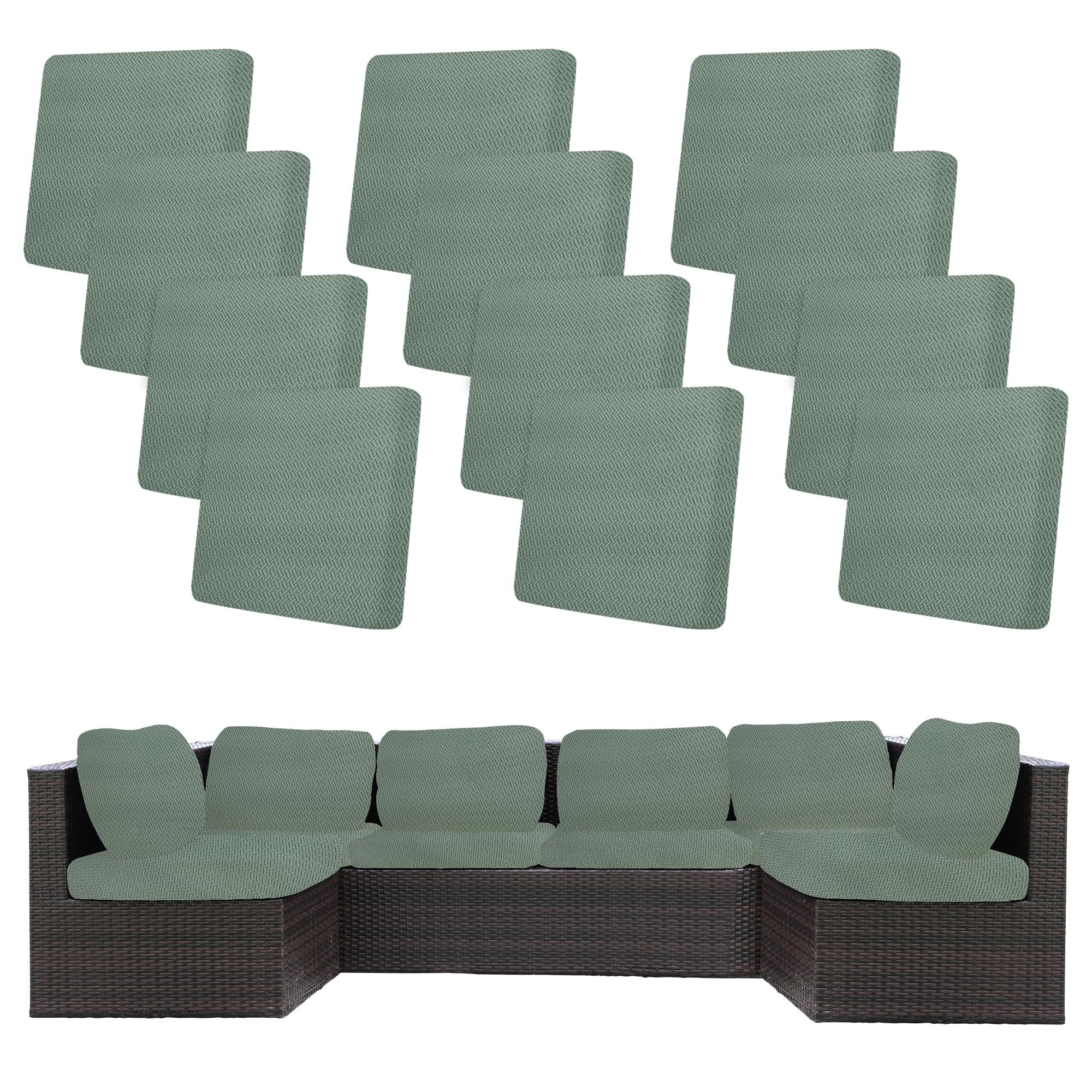 12 Pcs Outdoor Cushion Covers, Patio Sofa Cushion Covers Replacement