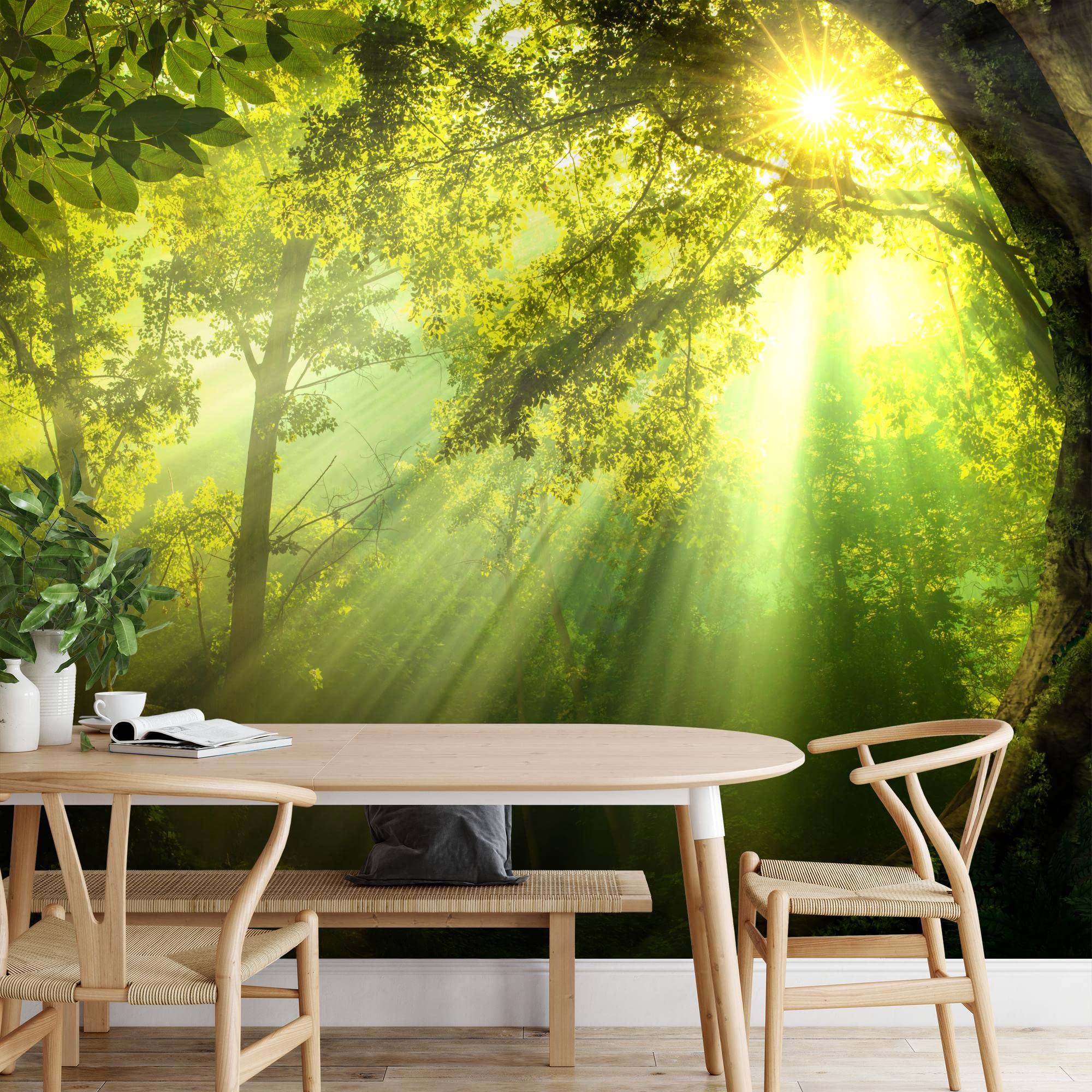 Runa Art Papel Tapiz Fotográfico Bosque Ventana 352 X 250 Cm Lana