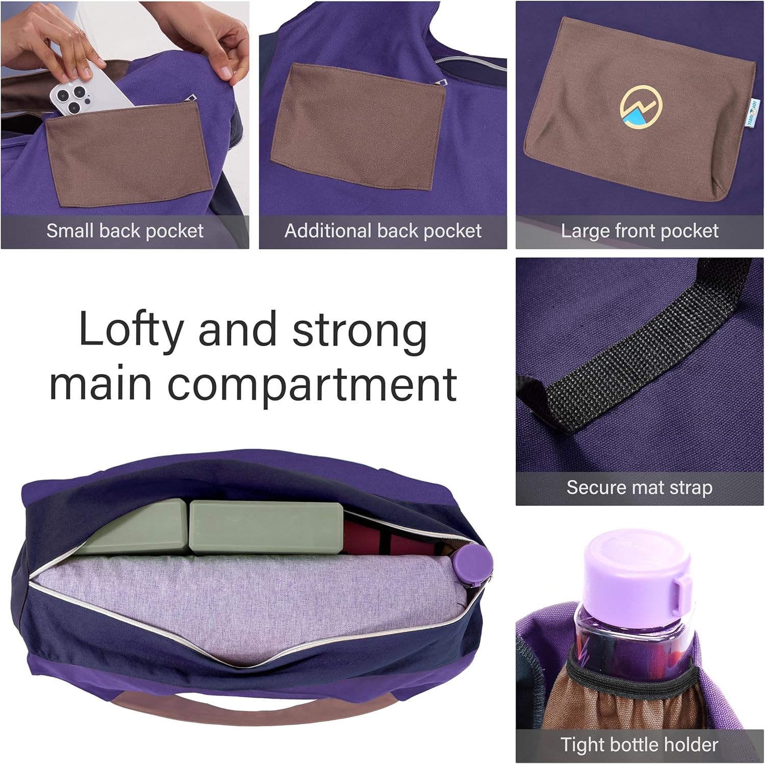 JoYnWell Yoga Bags and Carriers Fits All Your Stuff, Extra Large Yoga Mat Bag Full Zip Yoga Mat Bag with 3 Zipper pockets Raisin-Purple image 4 of 10 B08F57HDXB