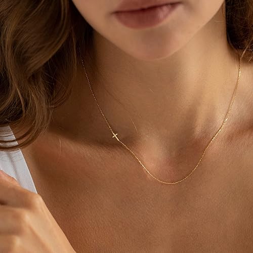 Miniatura 2 de Cross Necklace for Women, Small 14K Gold Plated Cross Pendant Necklace Dainty Gold Cross Necklace Cute Cross Choker Necklace Simple Gold Charm