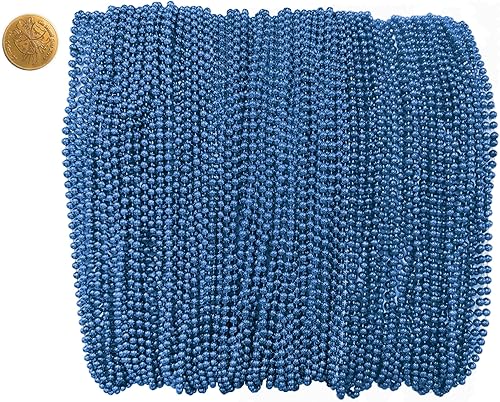 Cuentas de Mardi Gras de 33 pulgadas, 0.276 in, 12 docenas, 144 piezas, collares con doblón, Plástico