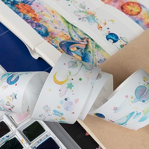 Miniatura 6 de Navy Peony Under The Sea and Outer Space - Juego de cinta washi (3 rollos, 1.25 pulgadas por 16 pies)  Impermeable, acuarela, lindo  Cintas