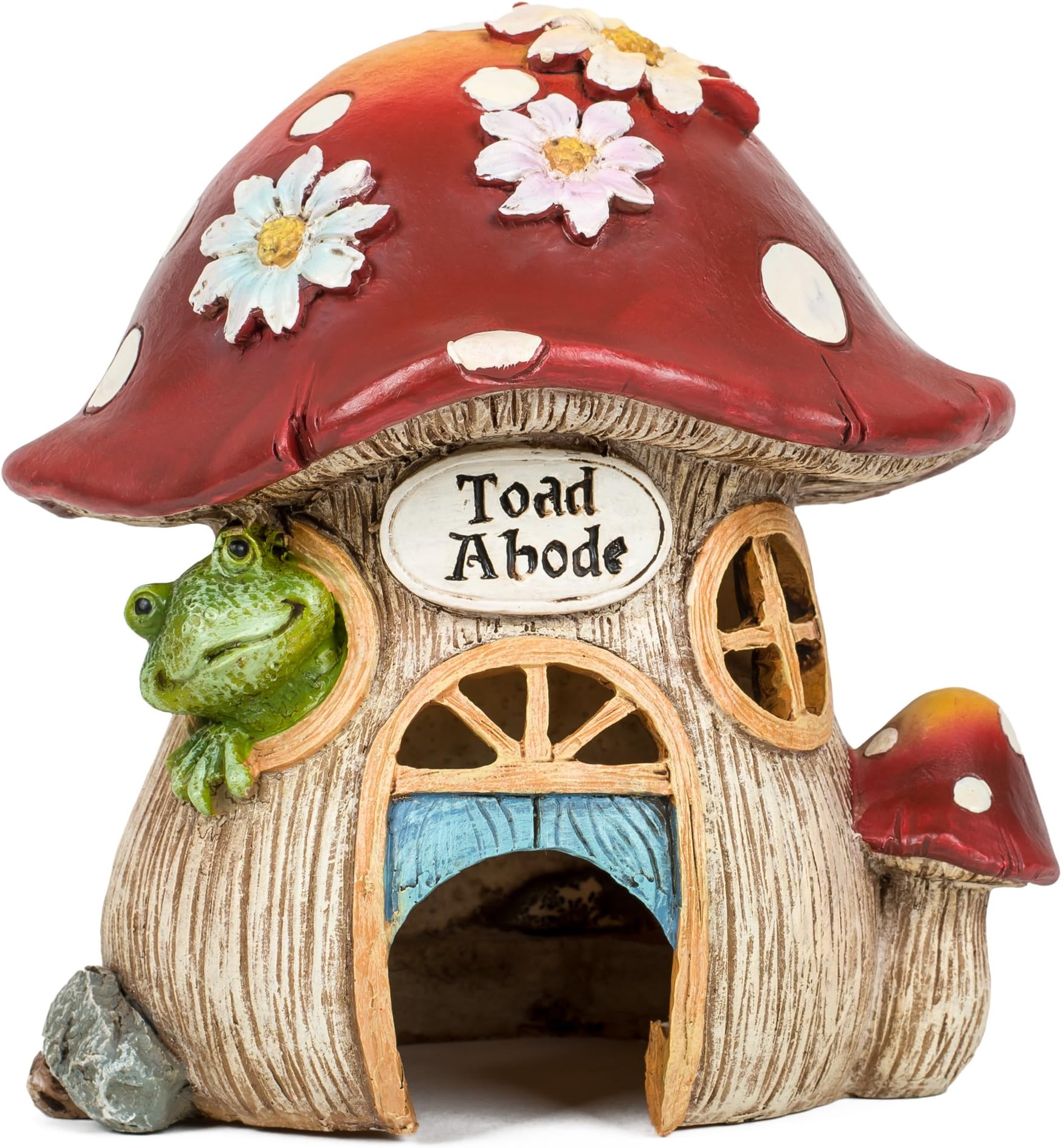 - Giftware by Roman Inc., 8" H Toad Abode with Daisy Statue, Garden Collection, Outdoor Statue, Memorial, Resin Stone, Adorable Mushroom and Flowers, Garden Dรฉcor (7x5x7)