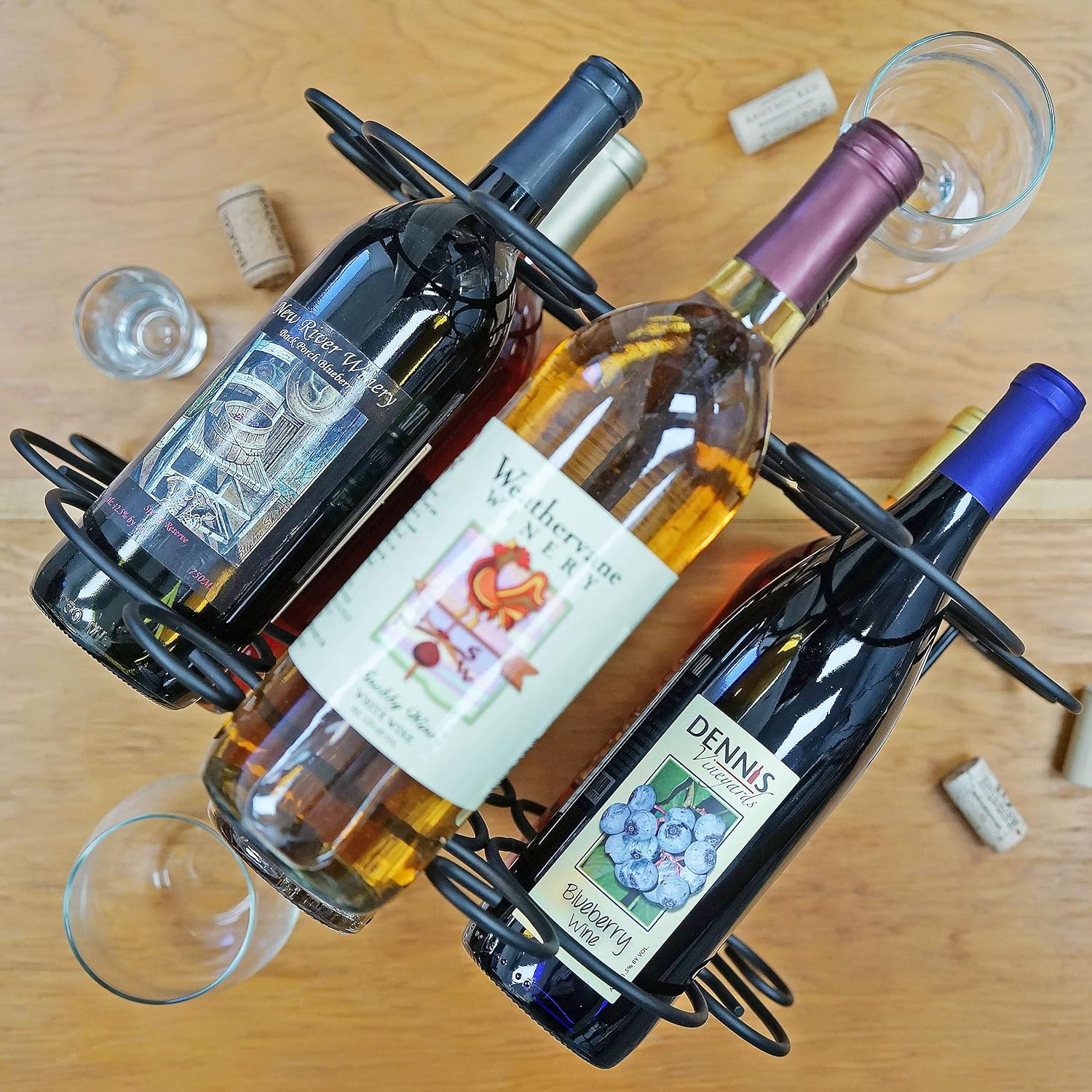 Wine Rack 7-Bottle Minuet Free Standing with Scroll Design for Kitchen Organization of Wine and Spirit Bottles
