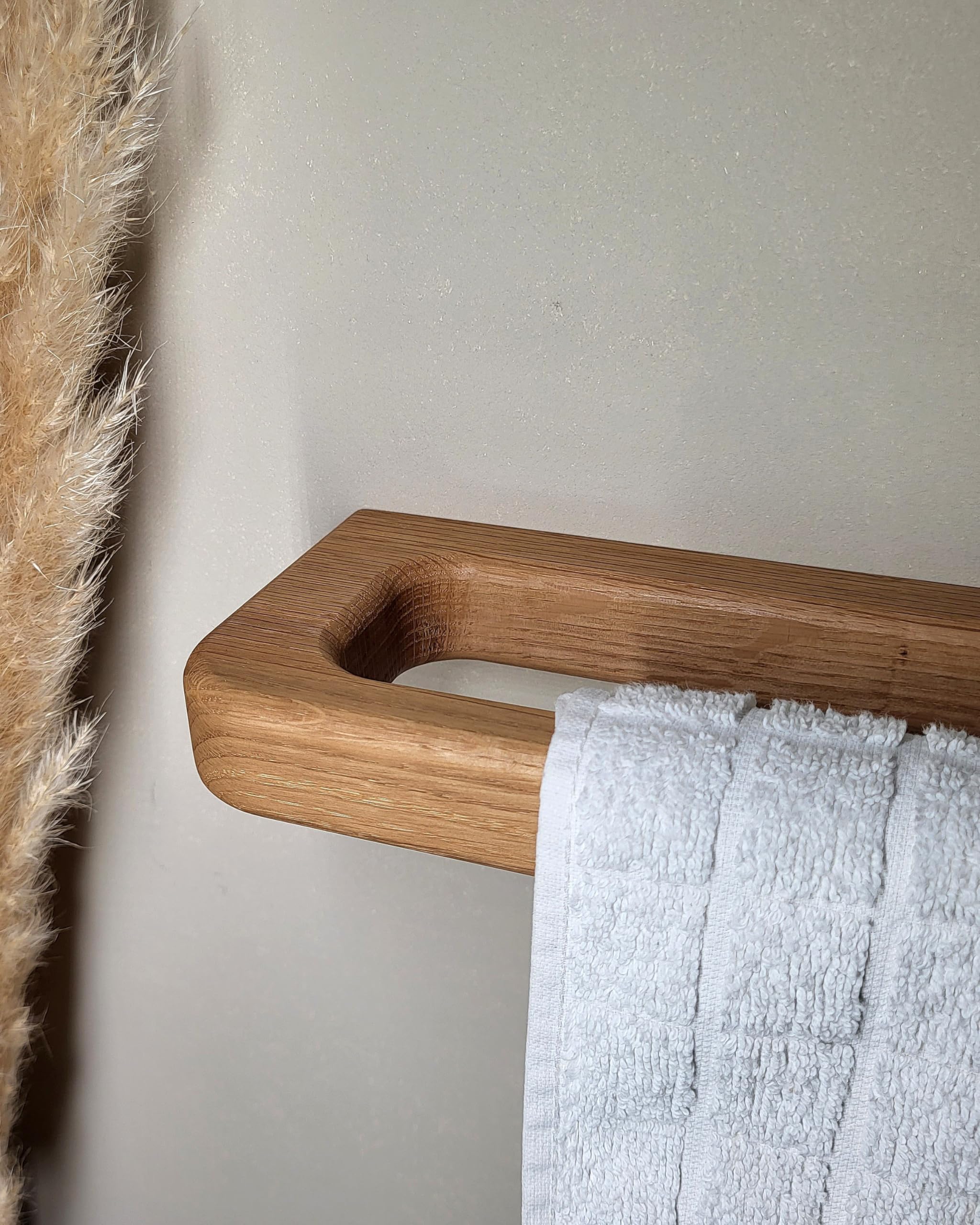 Toallero de roble macizo, diseño, montaje fácil y estable (no se pega) Fabricado en Alemania, vertical, horizontal, Scandi, minimalista, sostenible, elegante, baño, baño, aseo de invitados,