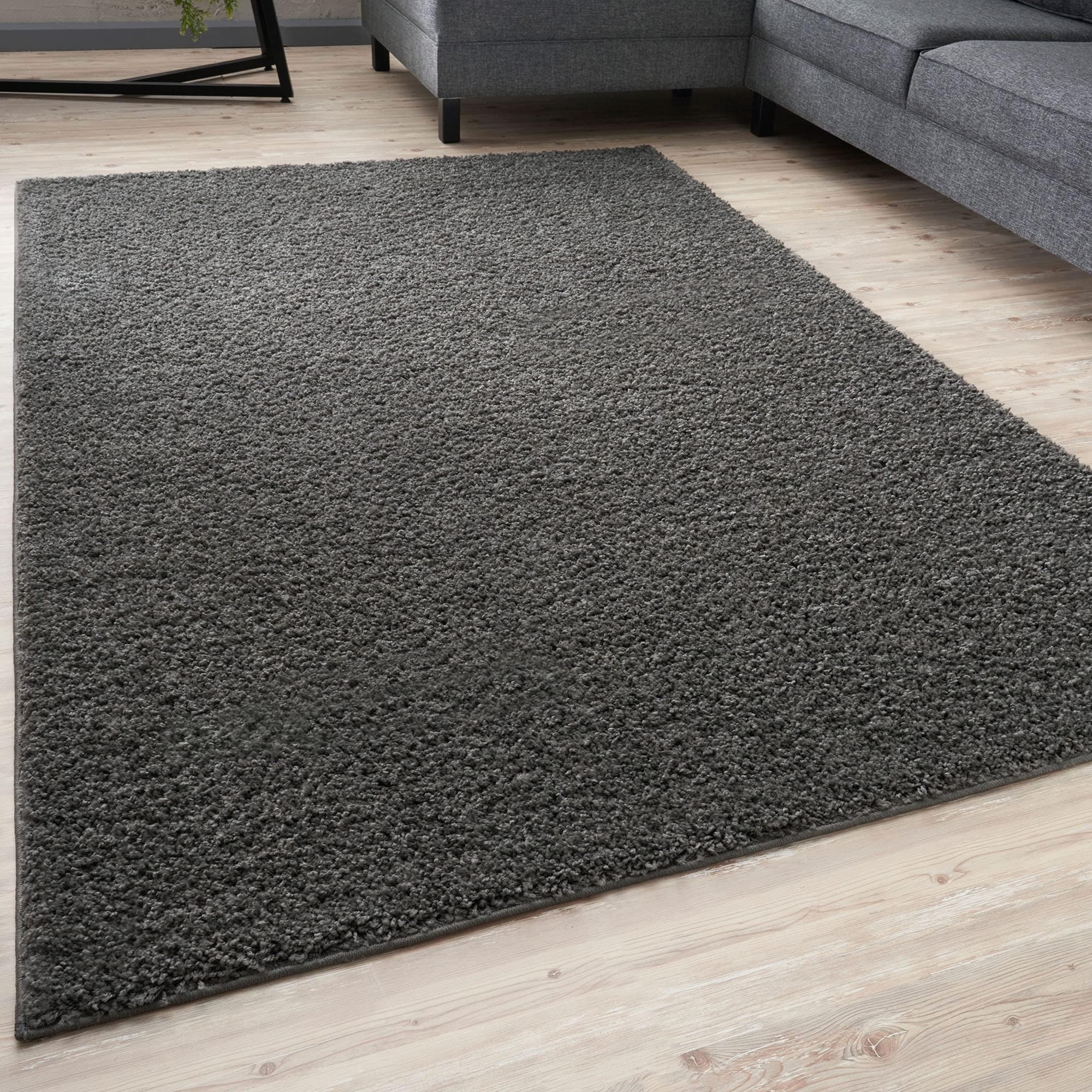 THE RUGS Living Room Rug - Shaggy Soft And Elegant Carpets For The Bedrooms And Kitchen, Easy To Clean, Many Different Sizes (80x300 cm, Dark Grey)