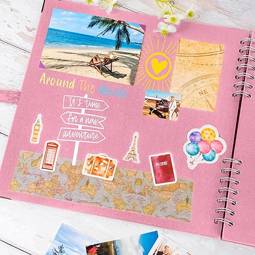 Vista 165 de Bstorify Álbum de recortes de 10 x 10 pulgadas, 70 páginas, protectores de esquina de papel kraft grueso negro, cierre de cinta, ideal para tus