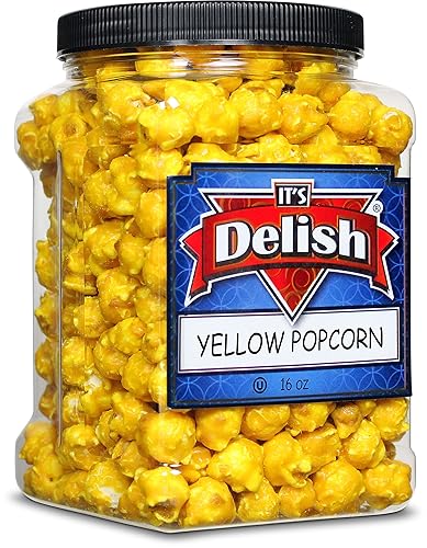 Palomitas de maíz gourmet con sabor a plátano amarillo de It's Delish, envase jumbo de 16 oz | Snack de pop corn aireado a granel - Temática frutal