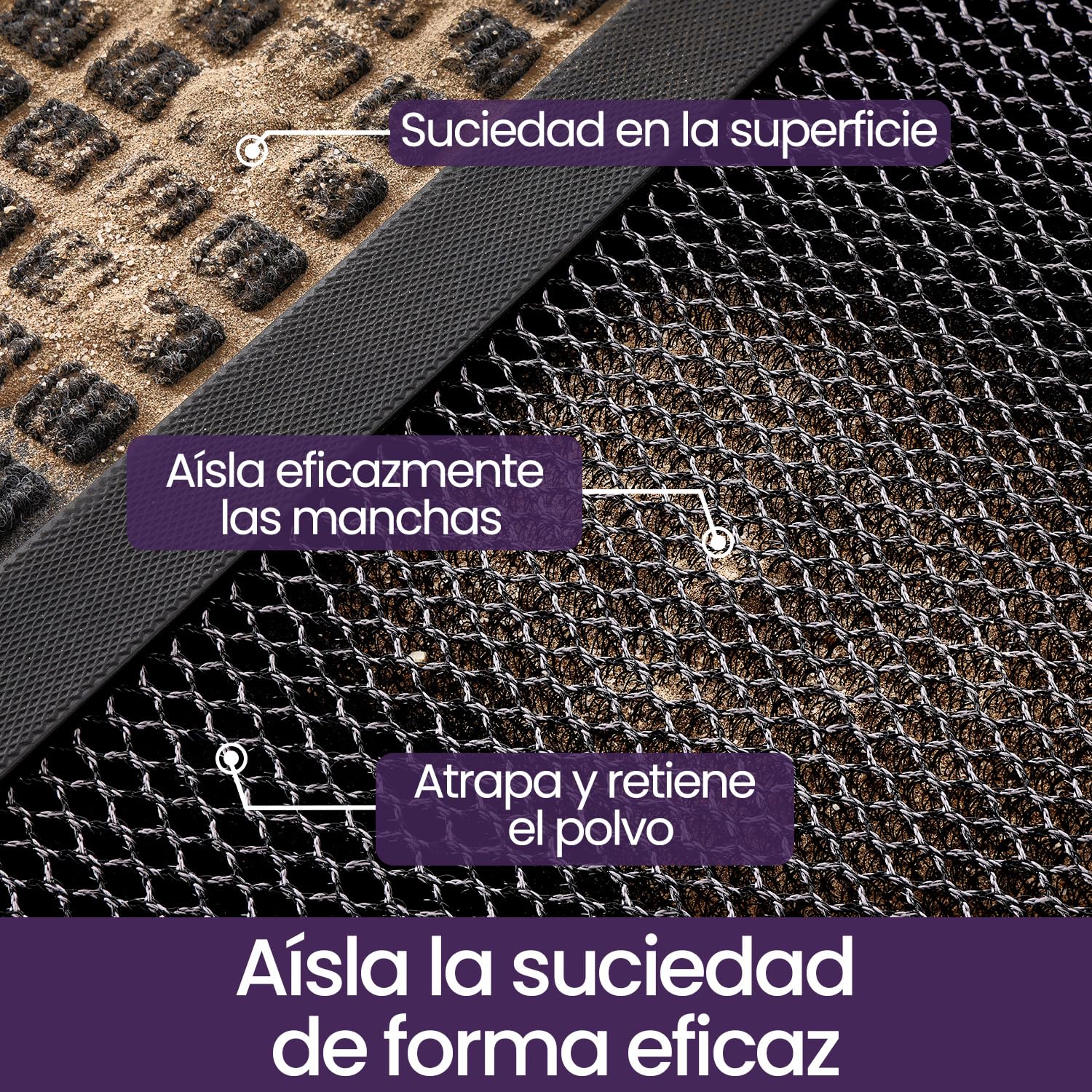 DEXI Felpudo Entrada Casa 60 x 90 cm, Alfombra Antideslizante, Atrapa Suciedad y Barro, Fácil de Limpiar, Impermeable Alfombrillas para Puerta de Interior y Exterior, Balcón, Jardín, Gris Oscuro