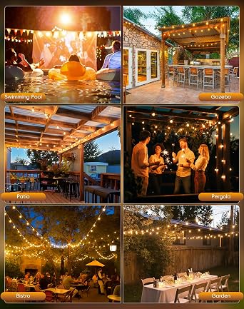 Outdoor Garden Lights Mains Powered - 9M 30Ft Festoon Light LED String G40 [Energy Class E]