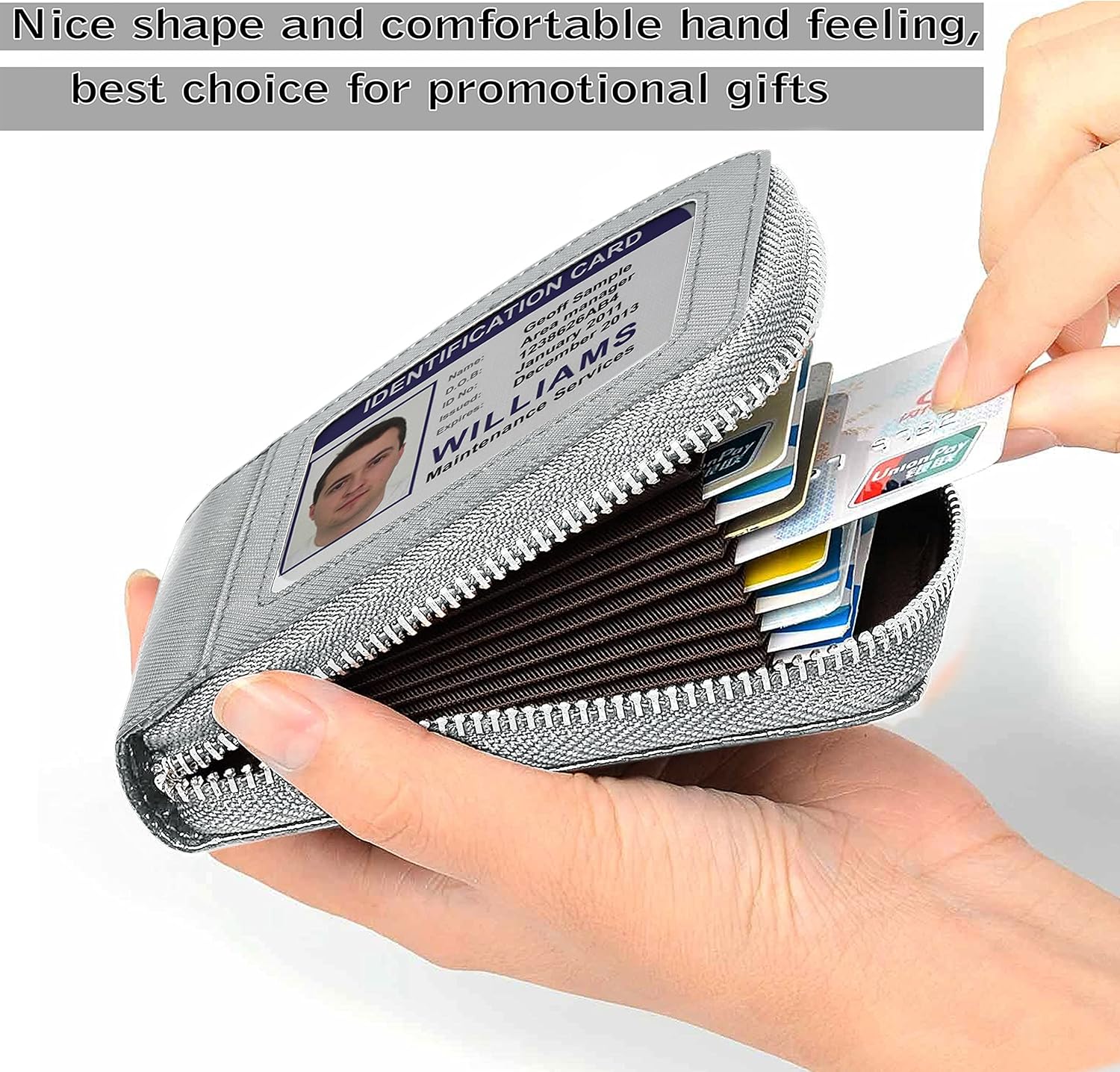 Storite PU Leather 9 Slot Vertical Credit Debit Card Holder Money Wallet Zipper Coin Purse for Men Women - Silvergrey (11.5 x 2 x 8 cm)