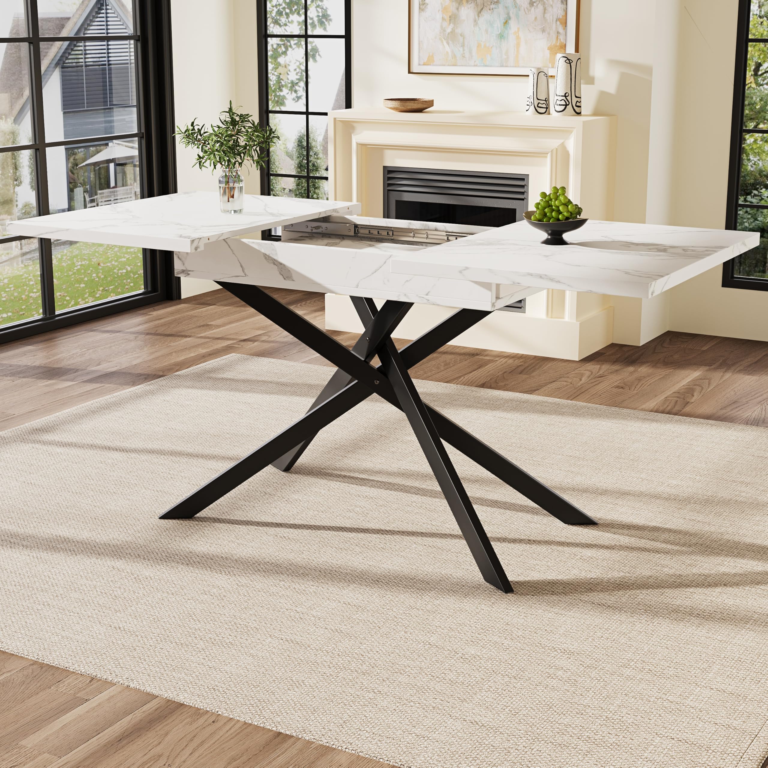Table de salle à manger télescopique extensible de 120 à 160 cm pour cuisine