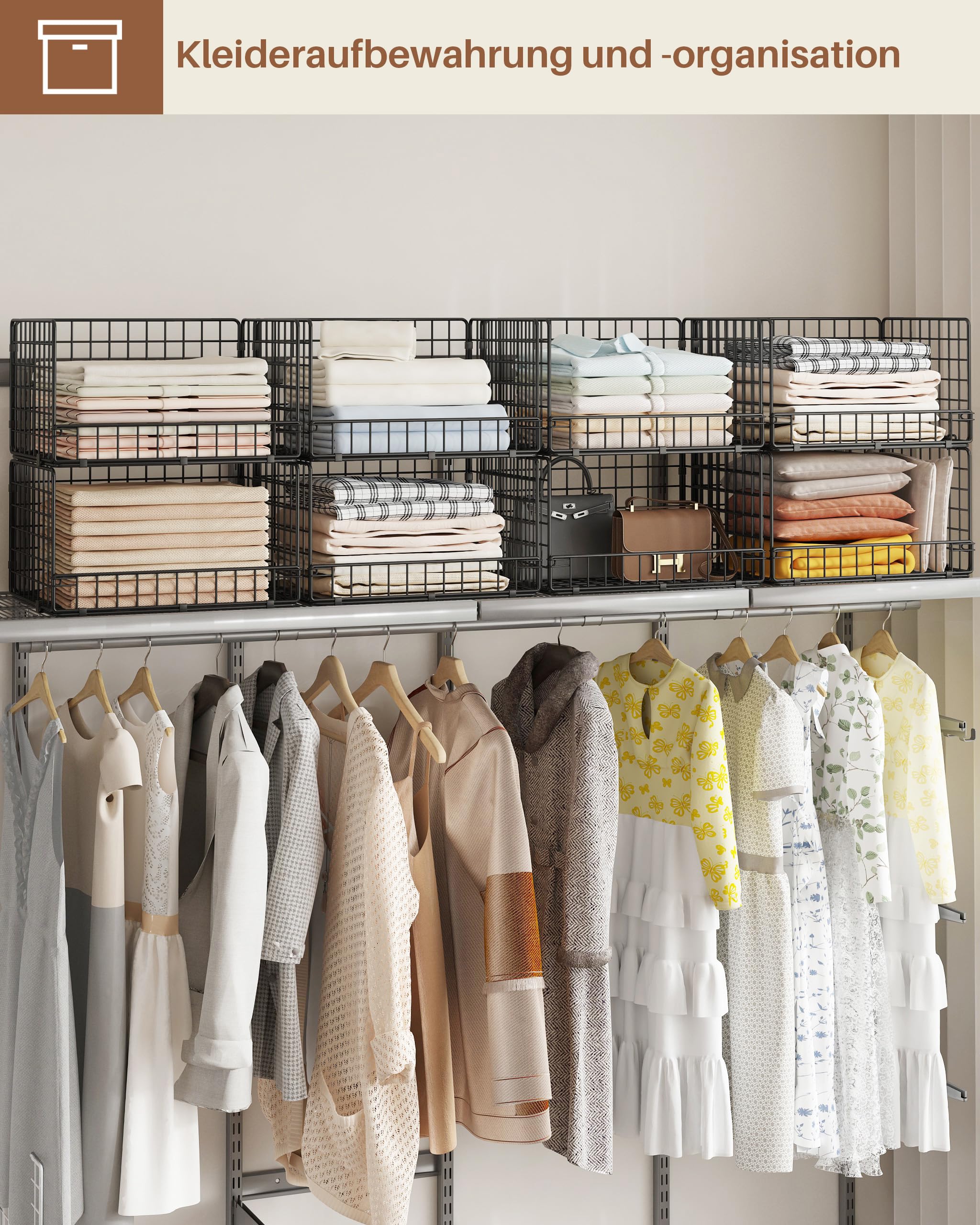 UMDONX 4 Stück Stapelbare Schrank-Organizer, Schwarz