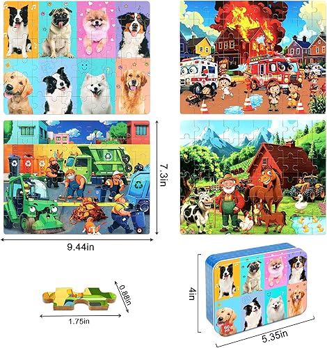 Miniatura 88 de LELEMON Rompecabezas para niños de 4 a 8 años, rompecabezas de 100 piezas para niños, rompecabezas educativos para niños en una caja de metal