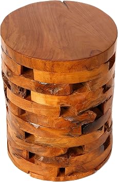 Bare Decor Stonehenge Artisan Accent Table in Solid Teak Wood, Natural