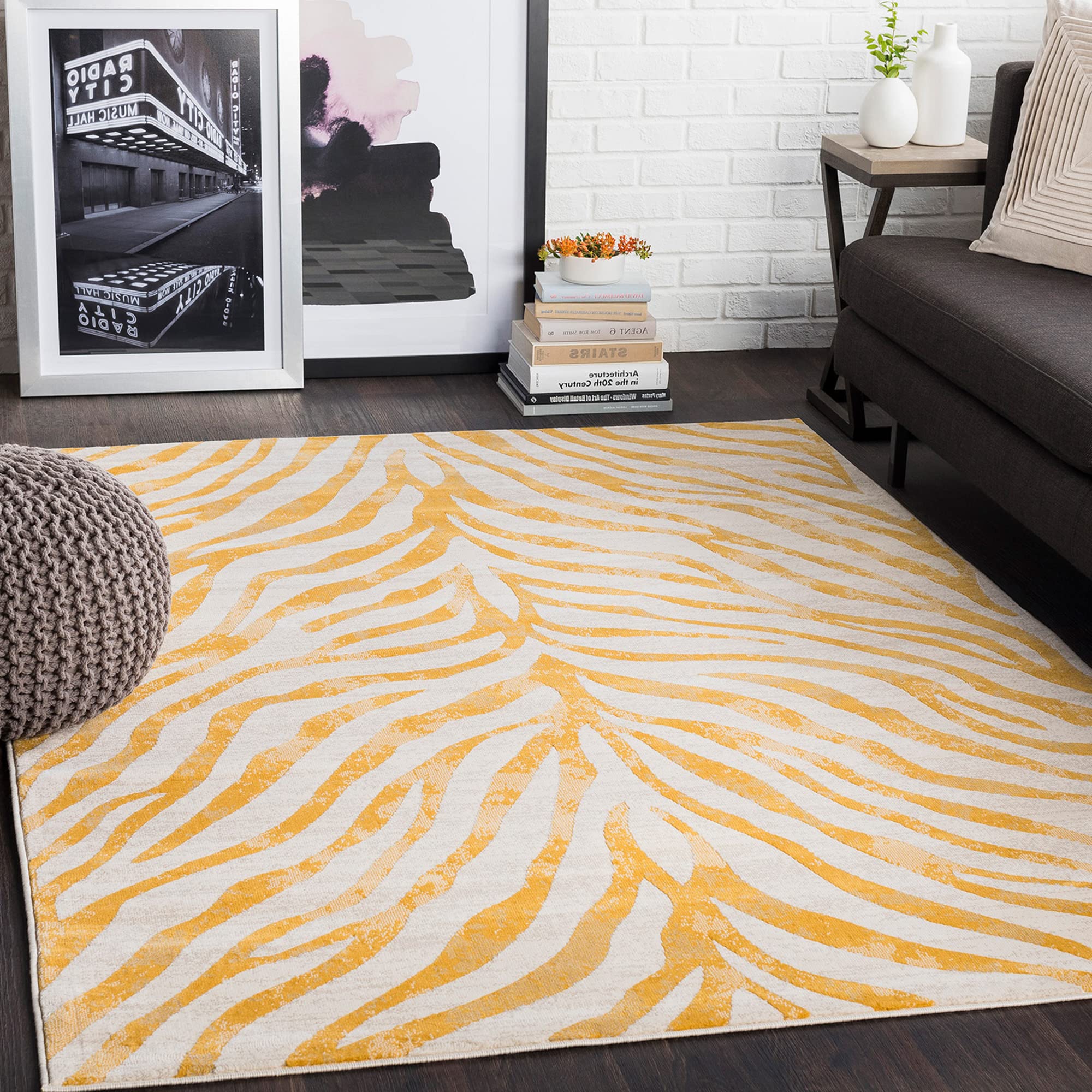 Livabliss Cybele Luanda Geometric Floor Covering 160x220 cm – Scandi Boho Pattern for Living Room, Dining & Kitchen, Easy Care, Mustard, Taupe & Beige