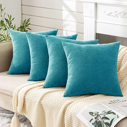GAWAMAY - Juego de 4 fundas cuadradas decorativas de 18 x 18 pulgadas para almohadas o cojines, de felpilla supersuave, para otoño, para sala,