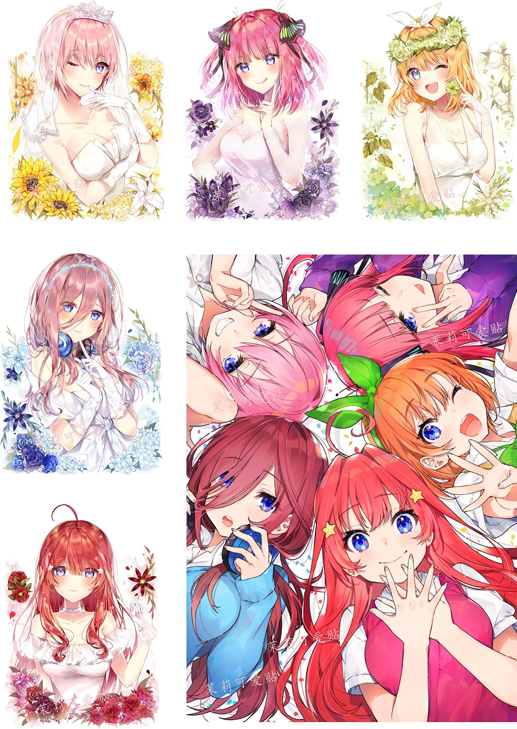 Five Equally Divided Flowers Marry The Surrounding Nakano Sanjiu Animation Four Leaves. Two Flowers Are Luggage Stickers For A Rechargeable Treasure Mobile Phone
