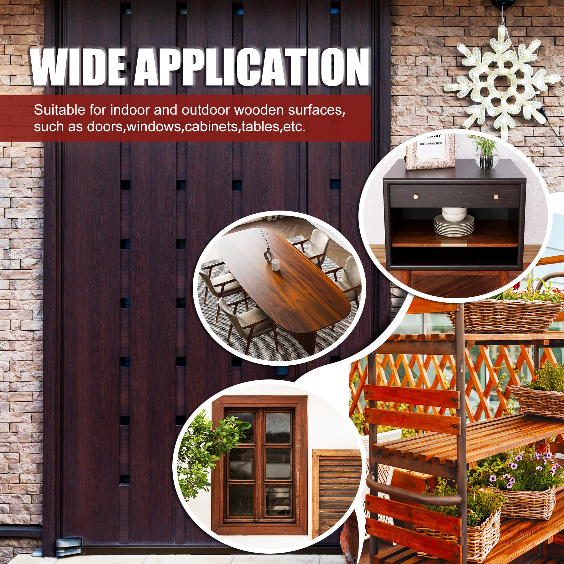 Water Based Wood Stain - Dark Oak | Wood Varnish for Indoor ＆ Outdoor Furniture, Wardrobe, Cabinets, Doors, Low Odor ＆ Non-Toxic, Fast Drying, Multiple Classical Finishes - 8.5fl.oz / 250ml