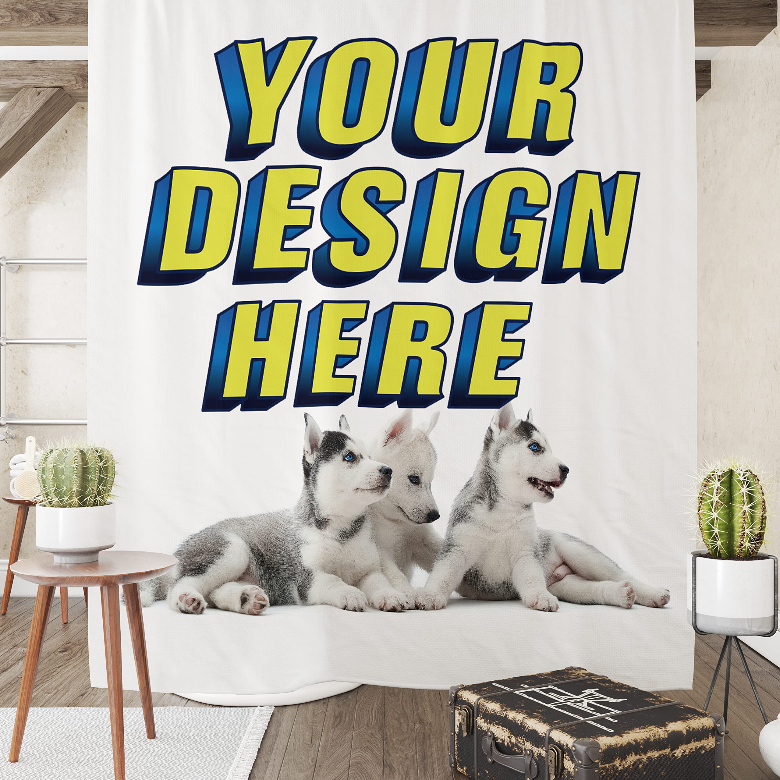 Custom Shower Curtains Set for Bathroom, Decoration Personalized Bath Curtain with Photo, Text, Sign Design Yourself Tailored