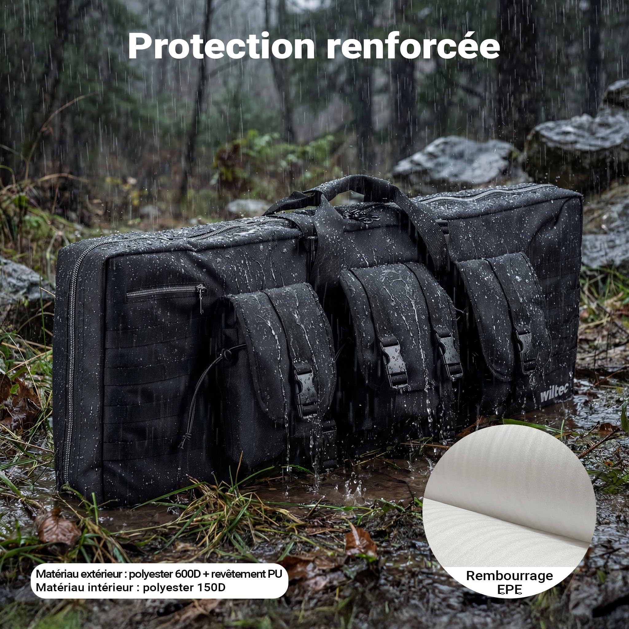 WilTec Sacoche pour Fusil Hydrofuge Type 2 avec Rembourrage, étui pour Fusil avec Fermeture éclair, Sacoche pour Arme avec matériau extérieur Robuste