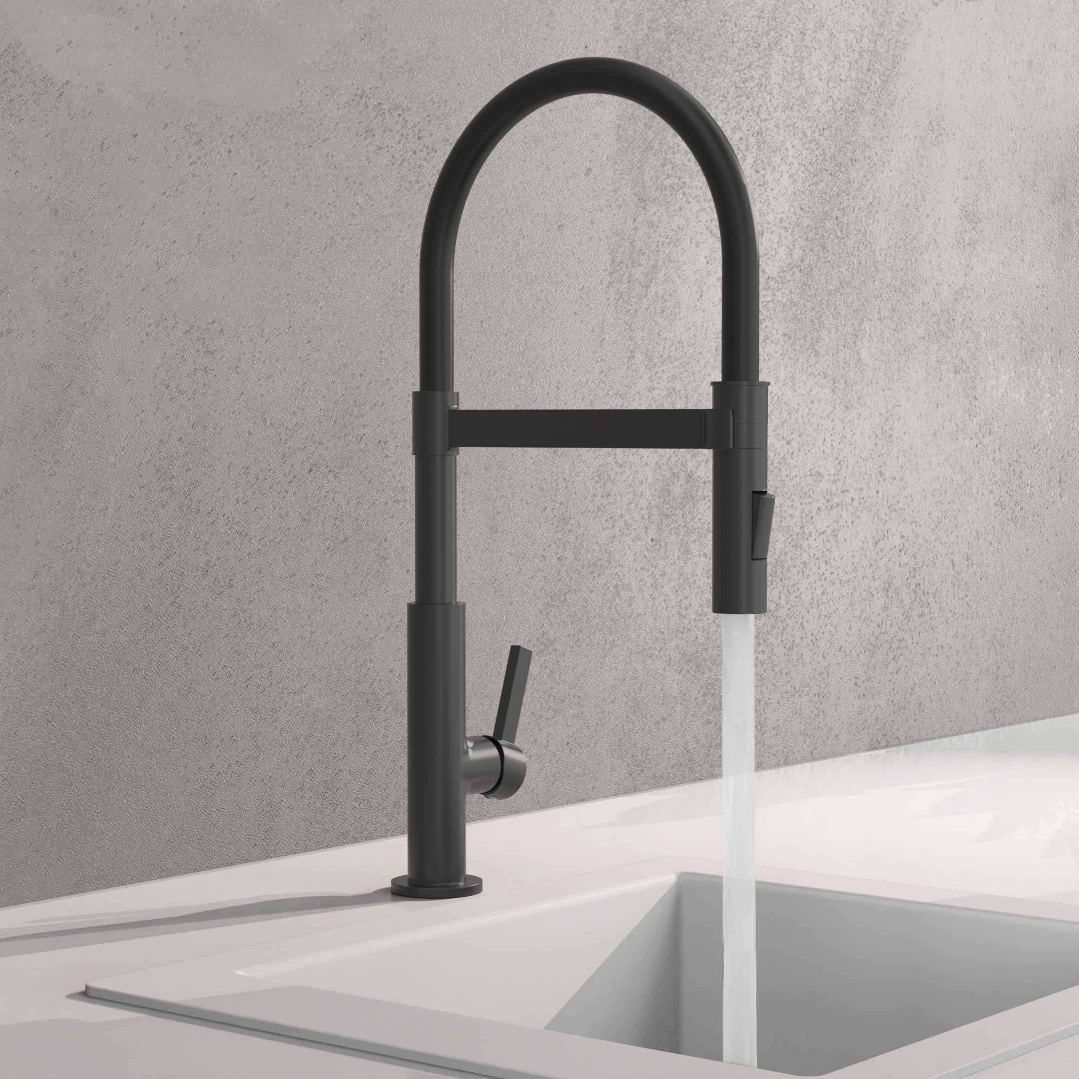 SCHÜTTE 79147 MIAMI Küchenarmatur 360° mit Soft Touch Schlauch, Einhebelmischer mit ausziehbarer, magnetischer Geschirrbrause, Mischbatterie für die Spüle, Wasserhahn Küche Schwarz Matt