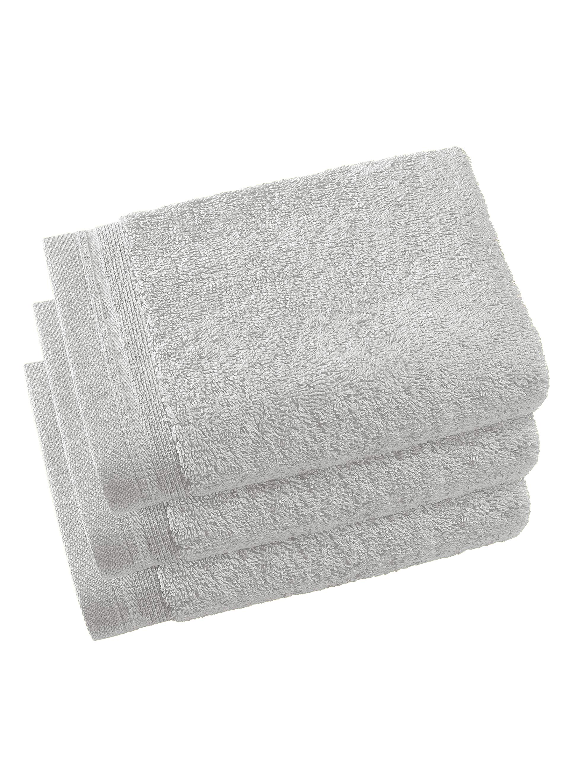 De Witte Lietaer Contessa Luxe Set of 3 Guest Towels, Cotton, Light Grey 40 x 60 cm
