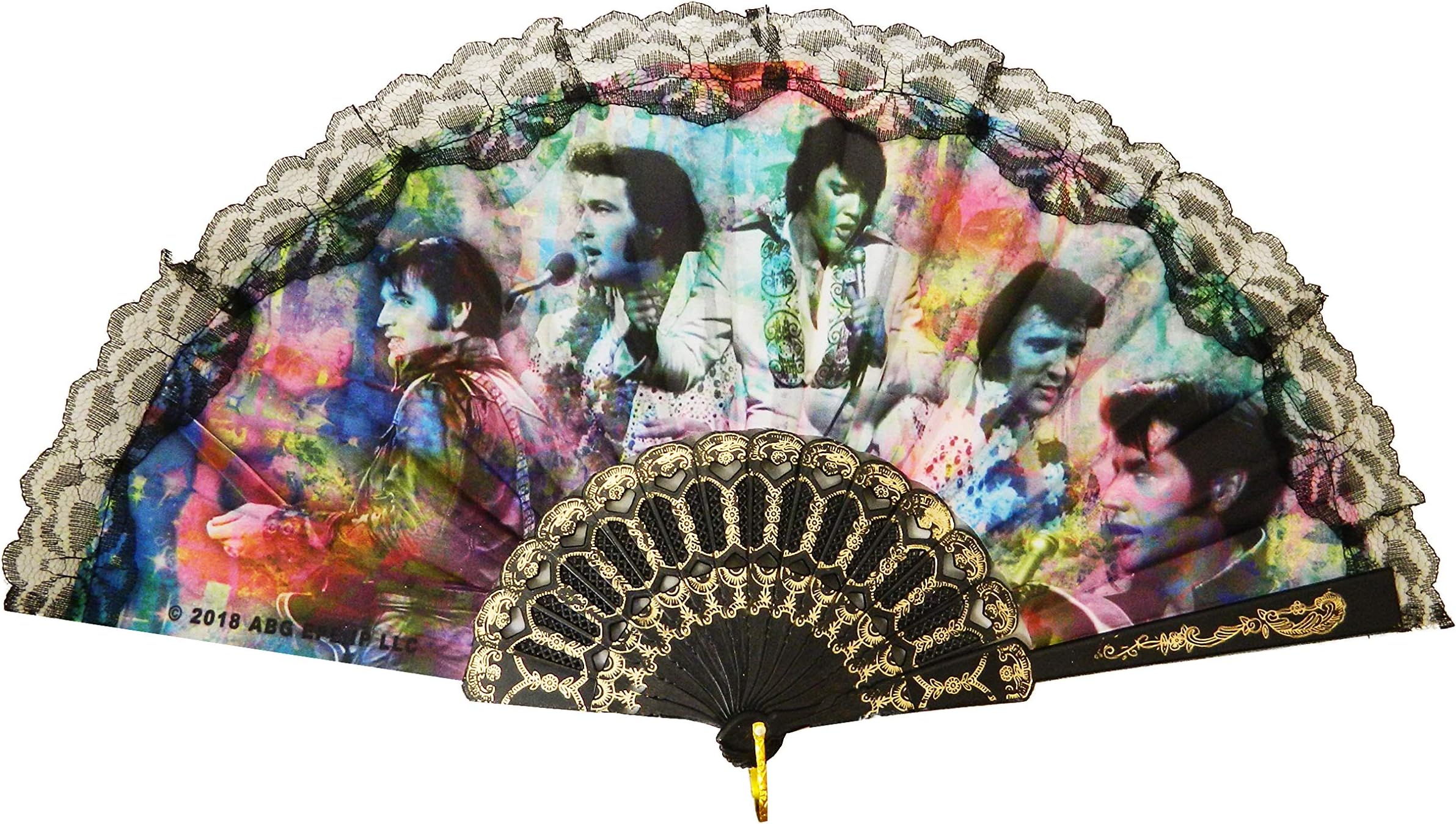 Elvis Colorful Collage Foldable Hand Fan