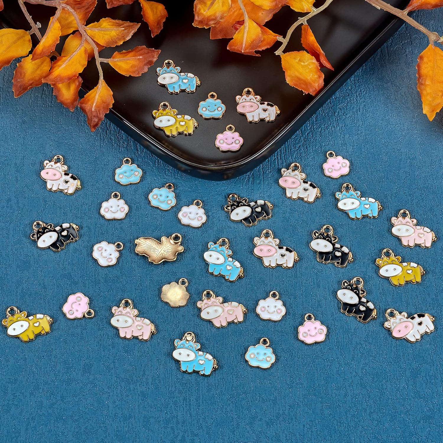 40 Pieces Cow Enamel Charm Pendant Colorful Alloy Enamel Charm Animal Pendant for Jewelry Necklace Bracelet Earring Making Crafts - Image 3