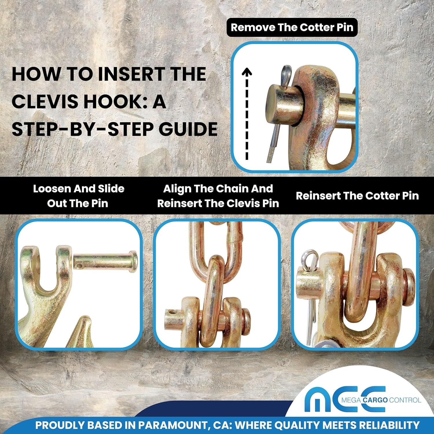 Mega Cargo Control 5/16" x 20' Grade 70 Transport Logging Binder Chains - 4,700 Lbs Working Load Limit Heavy Duty Anchors (2 Pack)