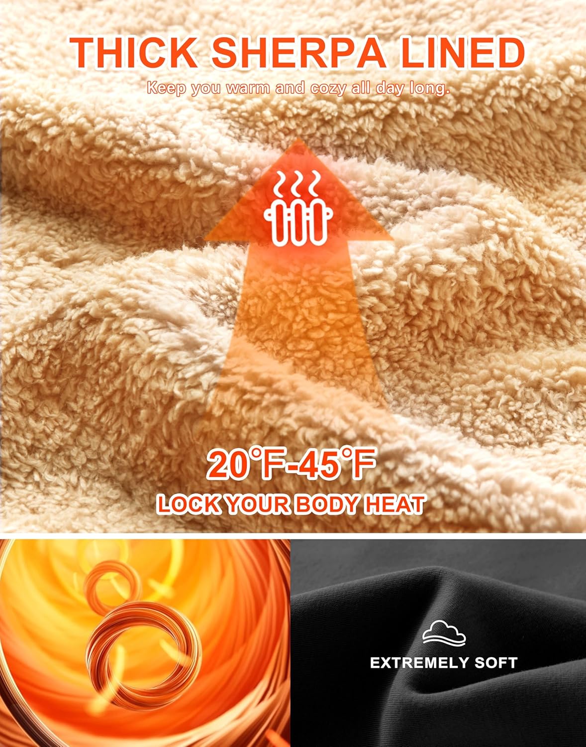 SANTINY Women's Fleece Sherpa Lined Sweatshirt Warm Winter Pullover Sweaters Cozy Thick Crewneck Sweatshirts with Pockets - Image 4