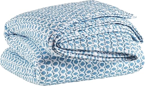 Miniatura 4 de Tyler - Edredón azul francés, tamaño matrimonialqueen, patrón gráfico azul