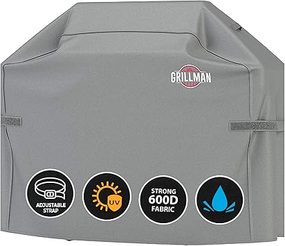 Grillman Premium Grill Cover for Outdoor Grill, BBQ Grill Cover, Rip-Proof, Waterproof, Top Heavy-Duty Large Grill Covers for Outside, Barbecue Cover & Gas Grill Covers (52" L x 26" W x 43" H, Gray)