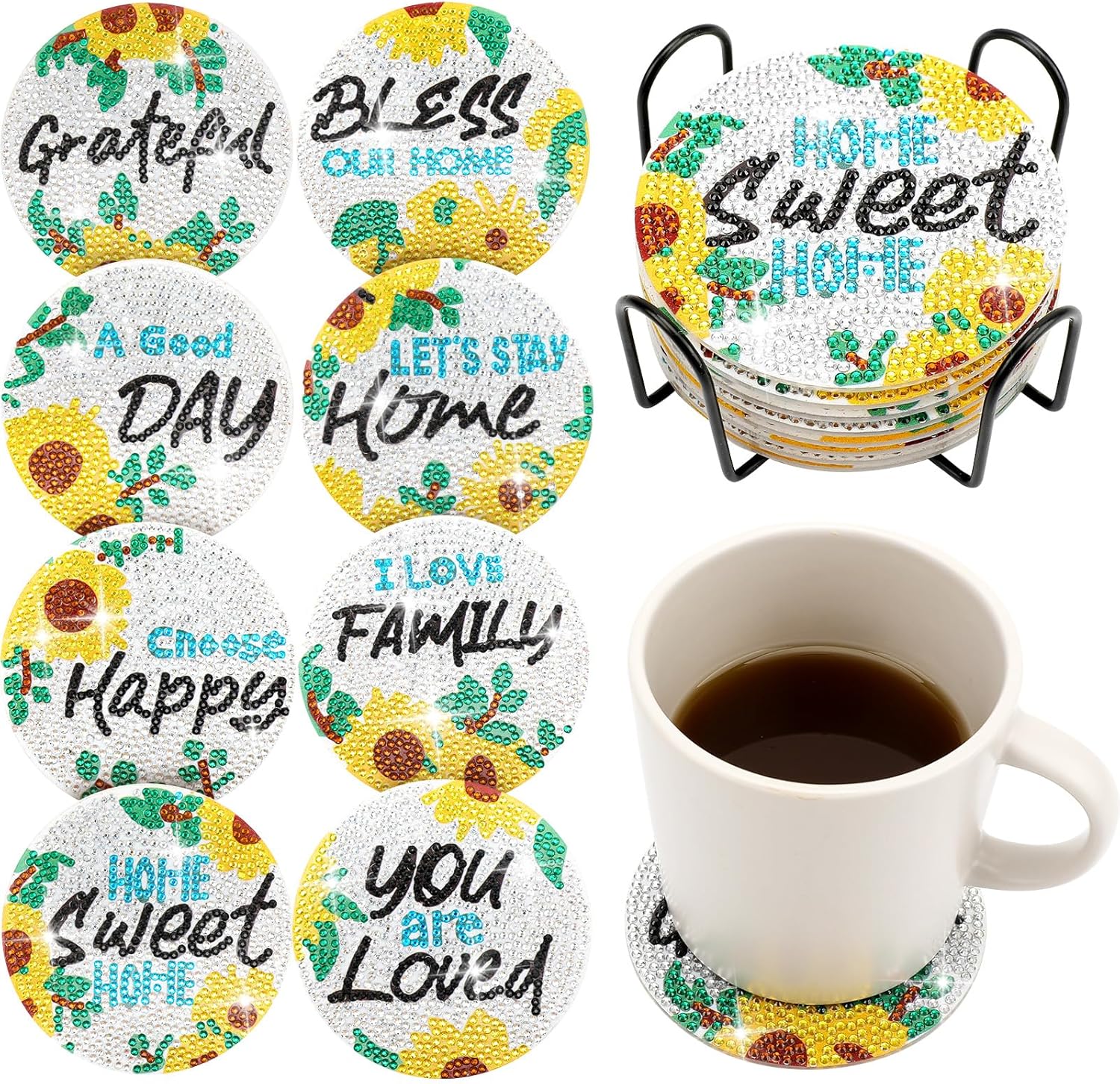 Eisdroma 8 Pcs Diamond Painting Coasters, Diamond Art