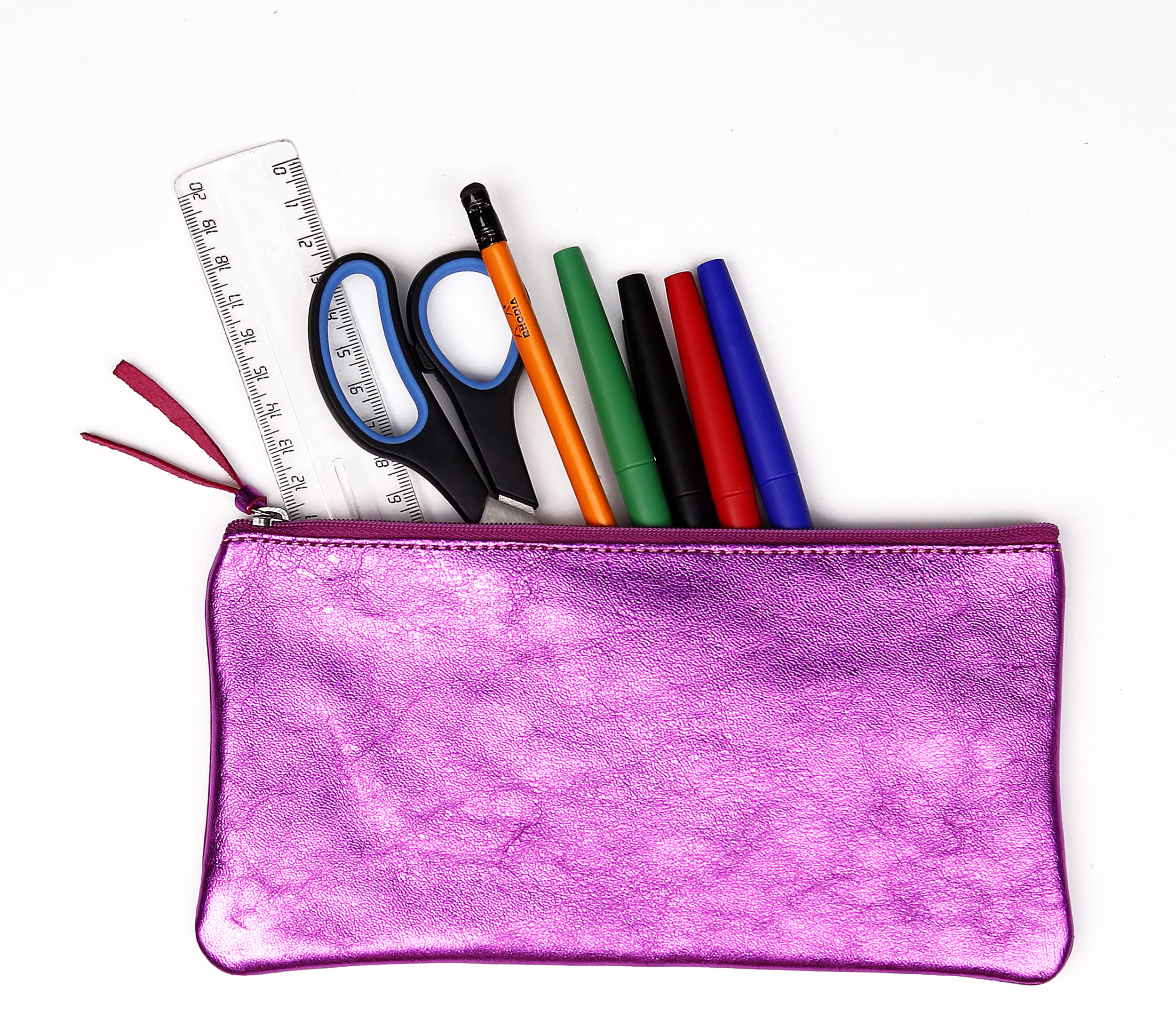 Clairefontaine Cuirisé Pencil Cases, 22 cm, Pink (Lampone), Raspberry, 22 centimeters - Image 2