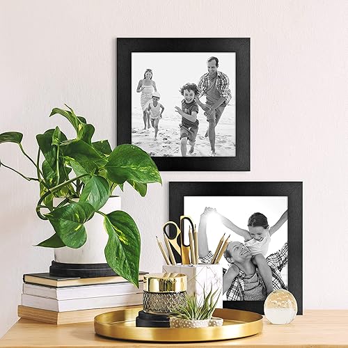 Vista 27 de MCS Studio Gallery - Portarretratos de textura de madera, negro, 10 x 10 pulgadas, para colgar y soporte posterior, marco cuadrado para fotos