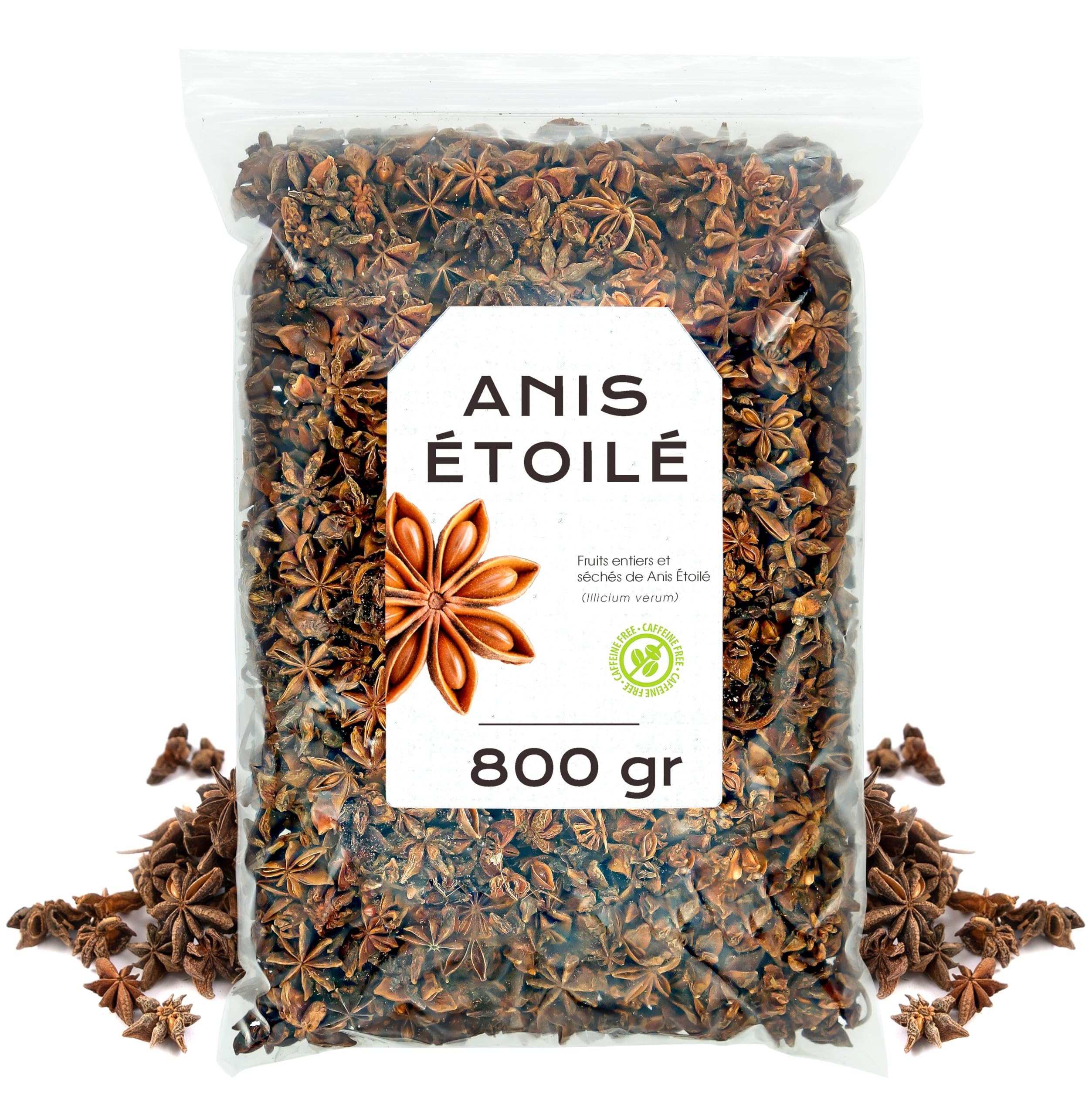 Anis toil Entier 800g - Badiane Entire Sche Naturelle - Idal pour  Infusions, Cuisine, Ptisserie et Liqueurs - Th en Vrac : Amazon.fr:  Epicerie