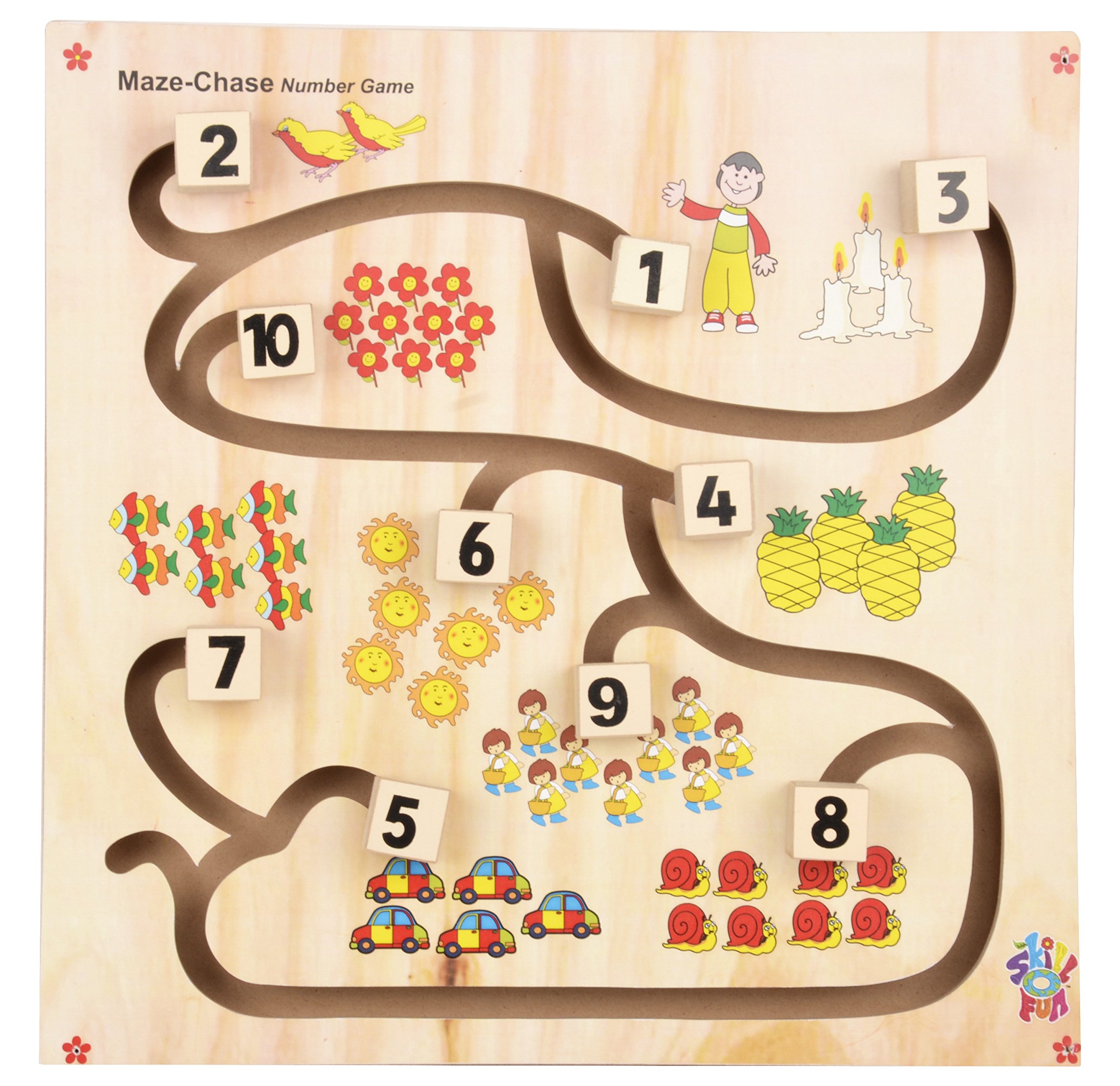Skillofun - H-21SE Wooden Maze Chase - Number Game, Multi Color 1