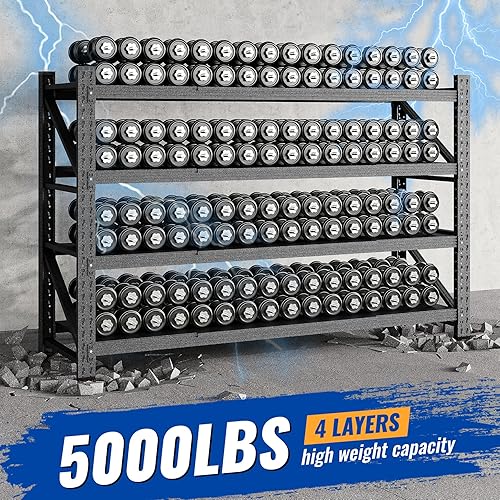 Miniatura 3 de Estantes de almacenamiento de 71 pulgadas de ancho, 5000 libras, estantes de metal para garaje, estantes de almacenamiento ajustables para